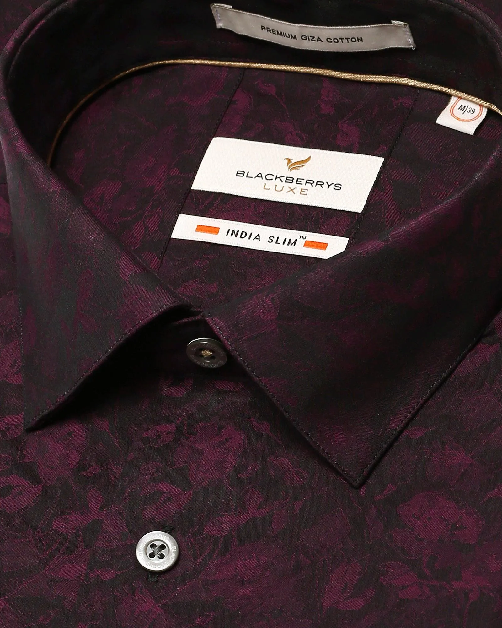 Luxe Formal Plum Printed Shirt - Prior