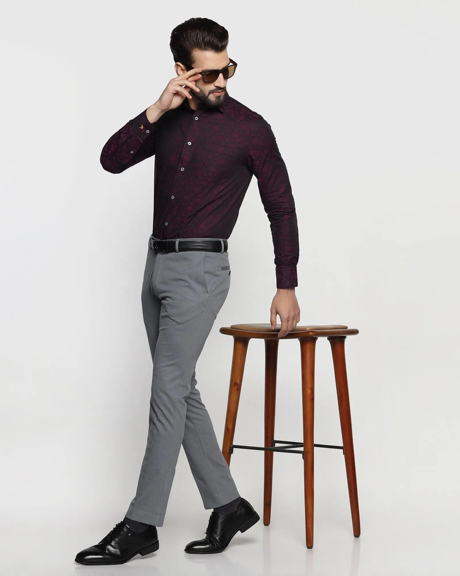 Luxe Formal Plum Printed Shirt - Prior