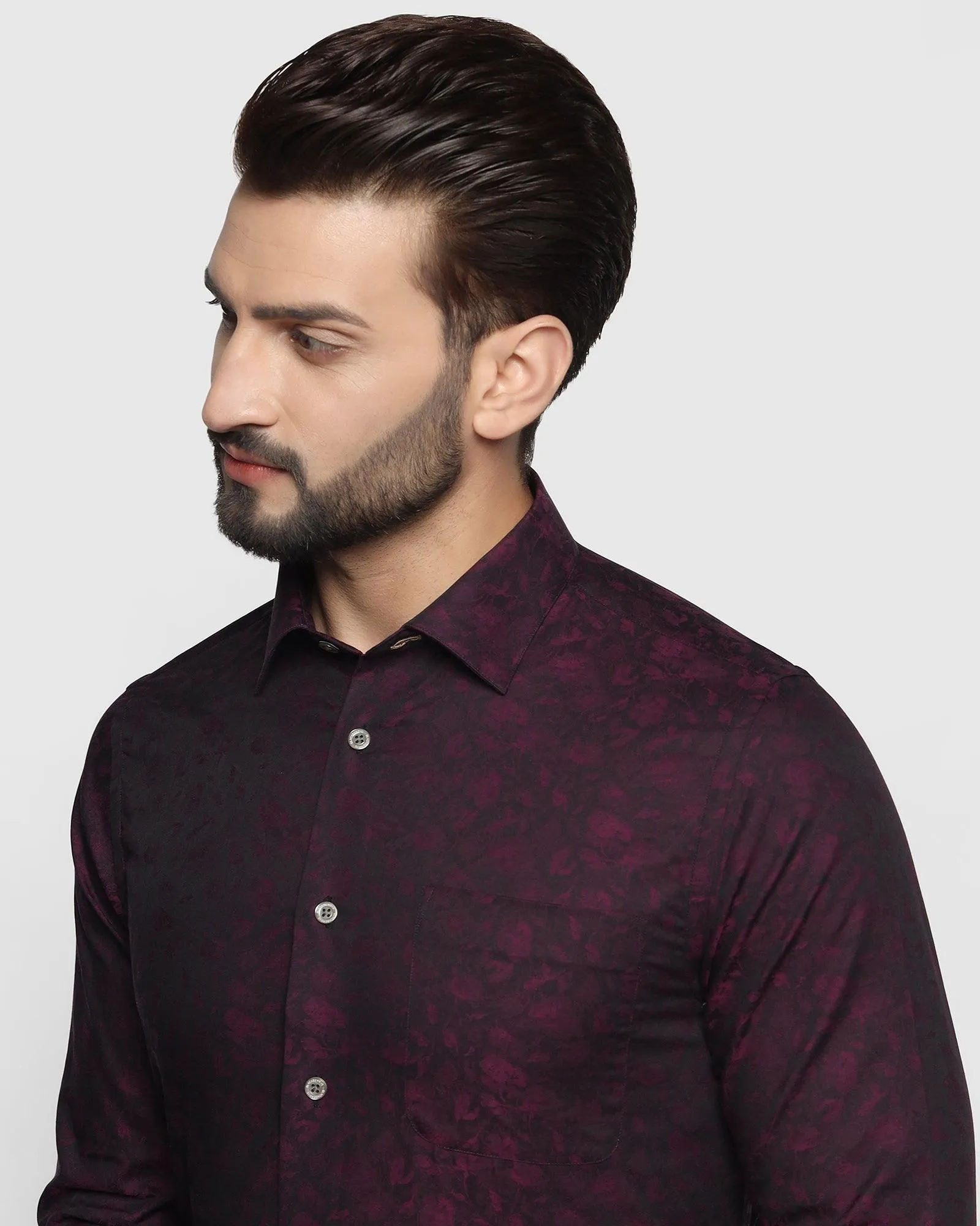 Luxe Formal Plum Printed Shirt - Prior