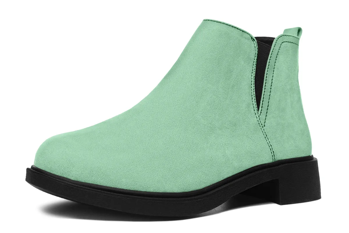 Mint Green Chelsea Boots - Comfy Slip-On - Soft & Water-Resistant Micro-Suede Vegan Shoes