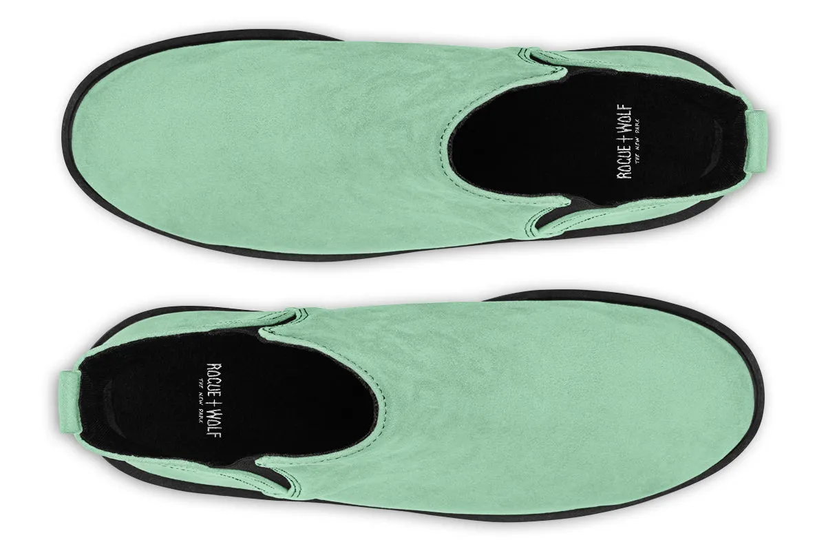 Mint Green Chelsea Boots - Comfy Slip-On - Soft & Water-Resistant Micro-Suede Vegan Shoes