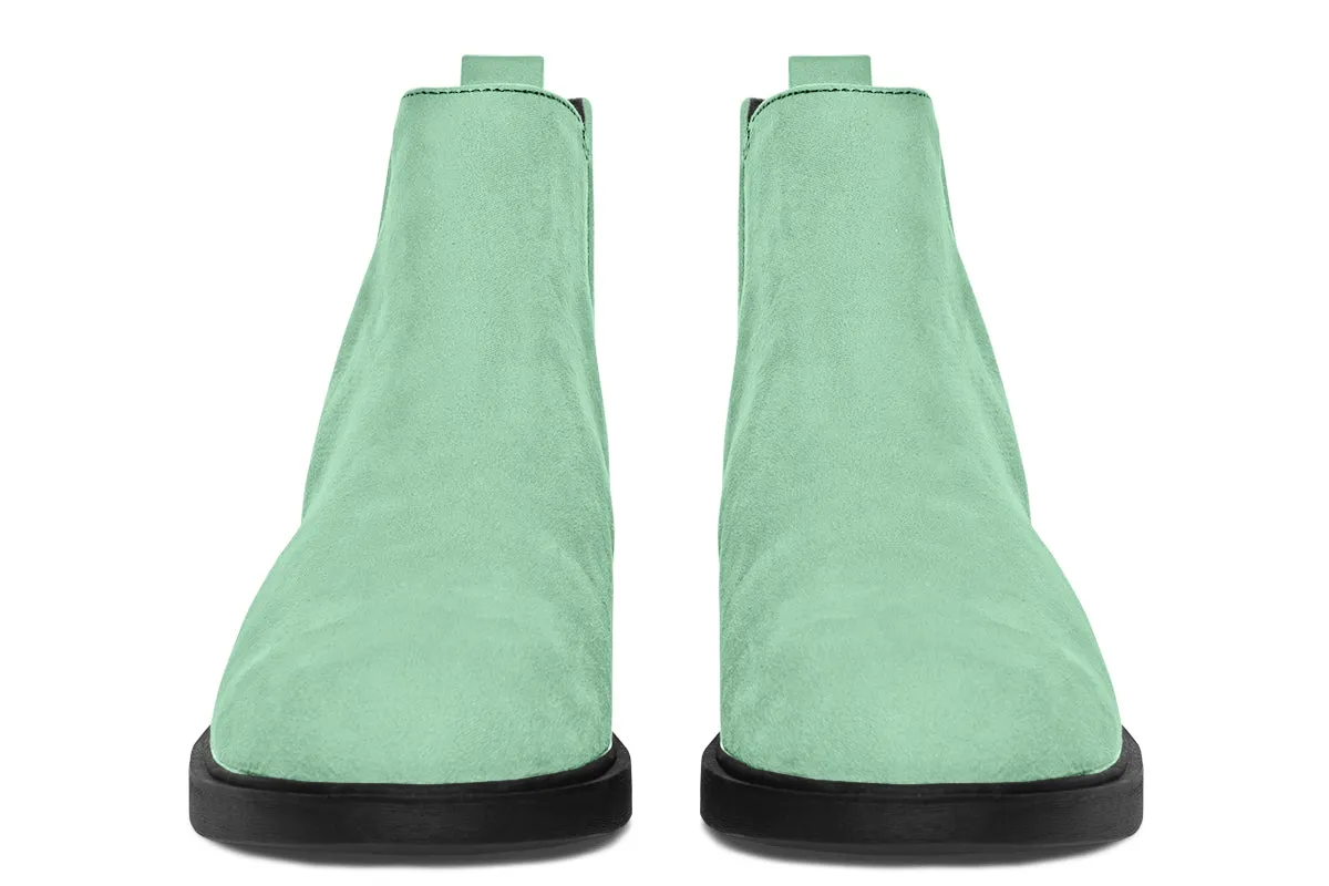 Mint Green Chelsea Boots - Comfy Slip-On - Soft & Water-Resistant Micro-Suede Vegan Shoes