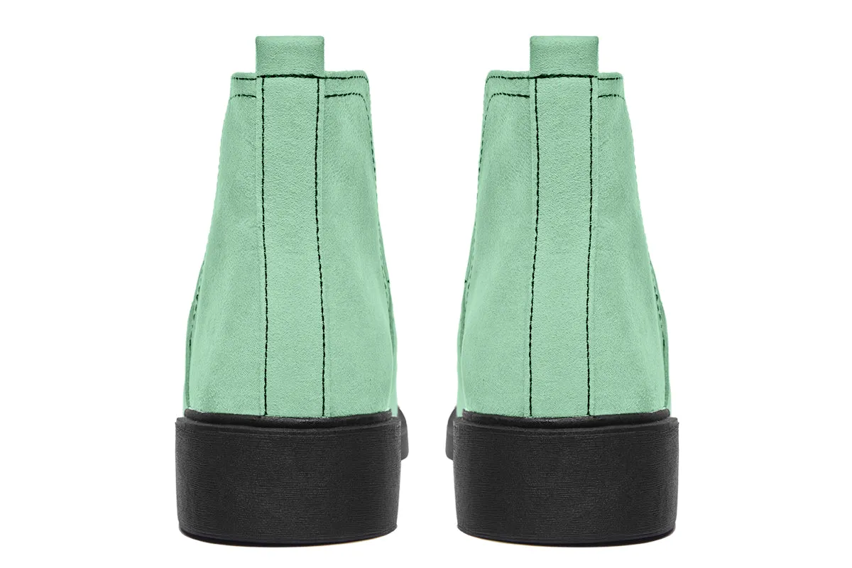 Mint Green Chelsea Boots - Comfy Slip-On - Soft & Water-Resistant Micro-Suede Vegan Shoes