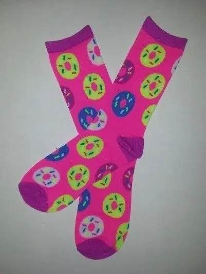 Neon Donut Pink Crew Socks