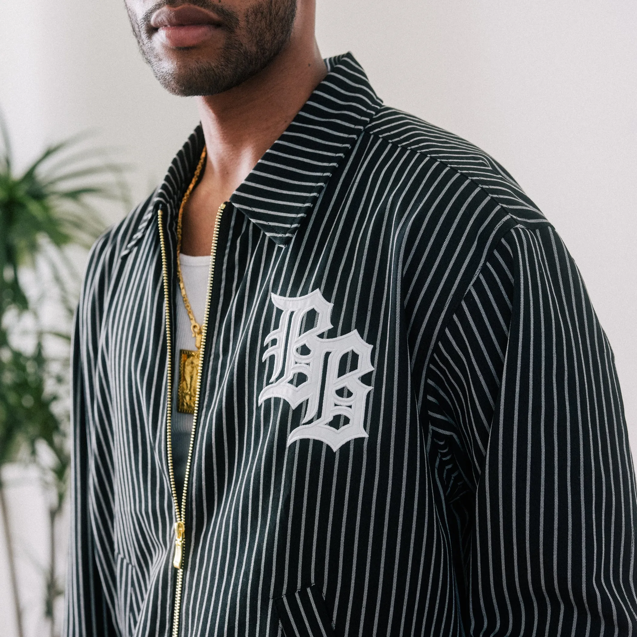 Pinstripe Players Jacket - Black