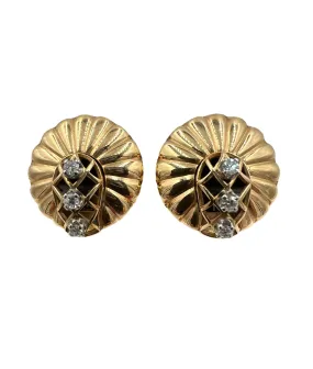 Retro Diamond Gold Clip On Earrings