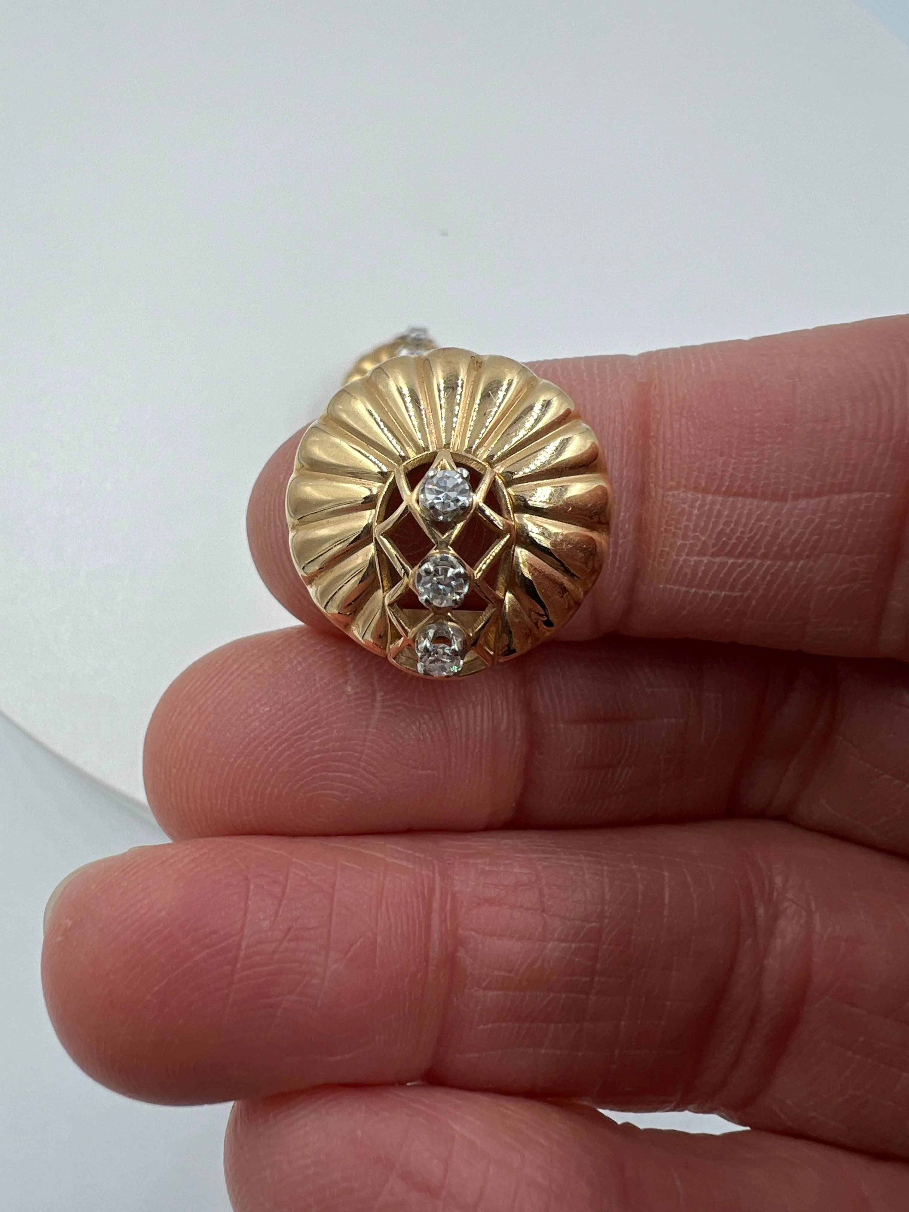 Retro Diamond Gold Clip On Earrings