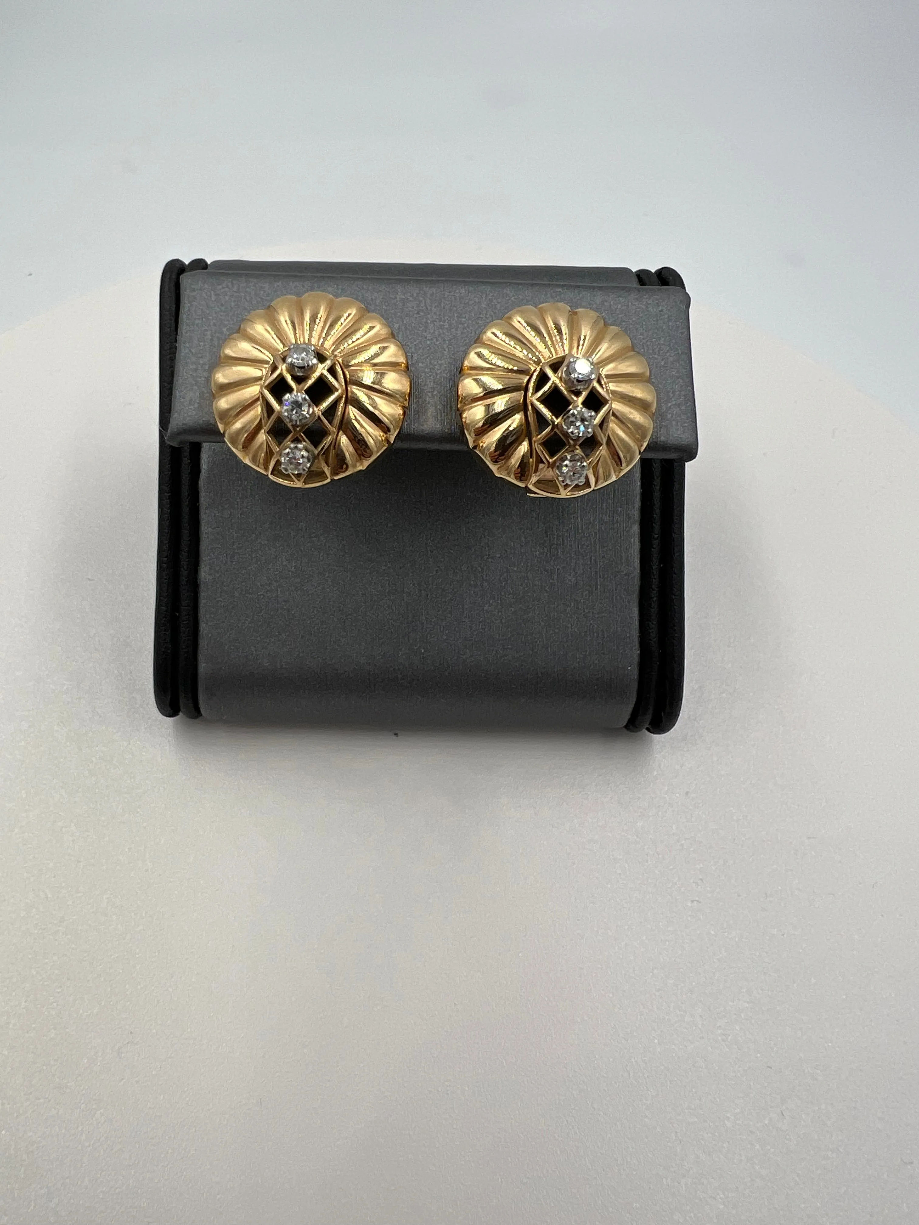 Retro Diamond Gold Clip On Earrings