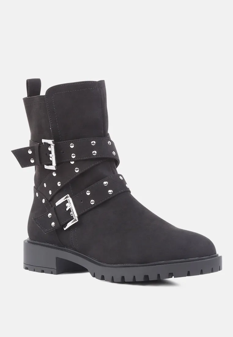 riya studded strap ankle boots