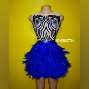 Sky sequin feather mini dress