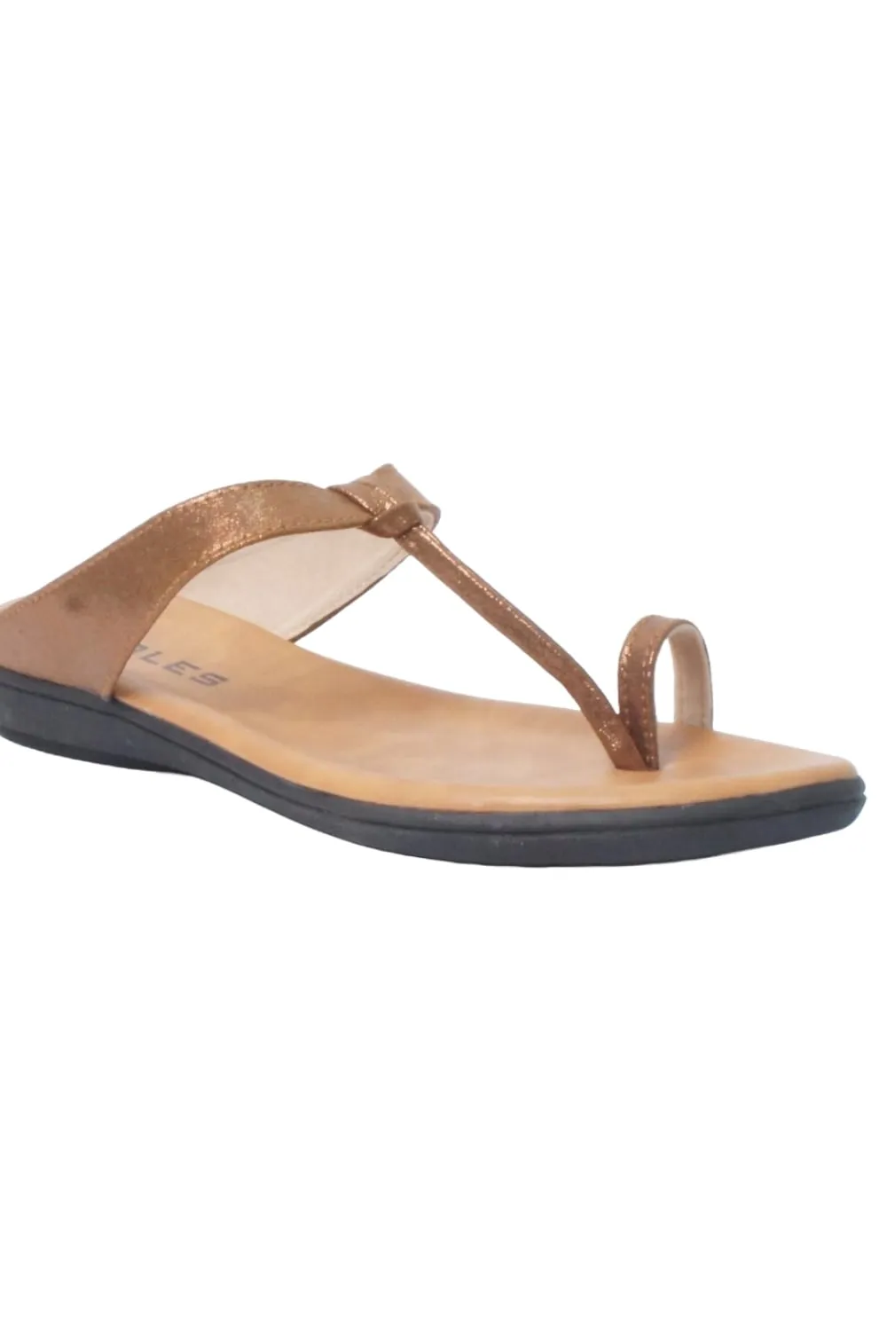 SOLES Elegant Bronze Flat Sandals - Sophisticated Style for Any Occasion