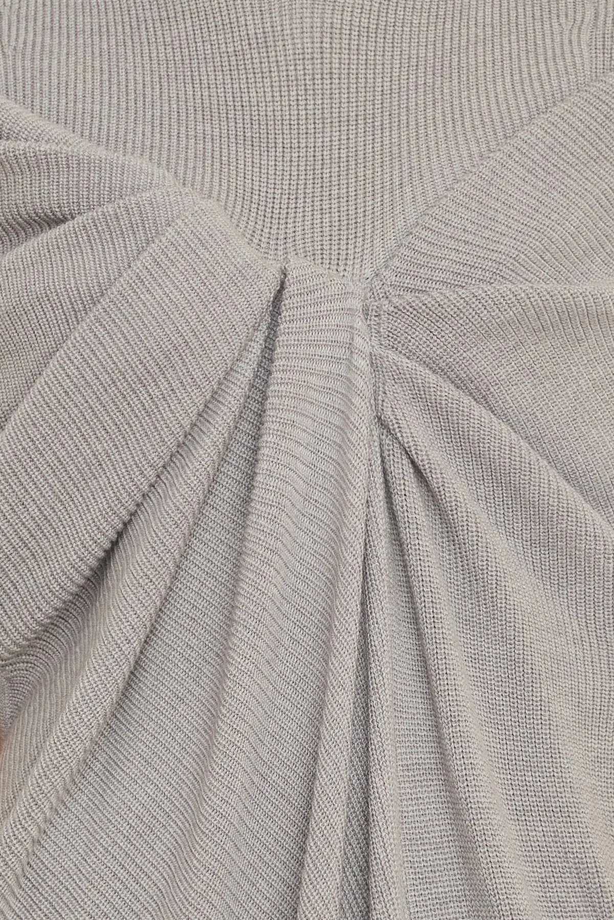 The Holden Turtleneck Draped Dress in Light Grey