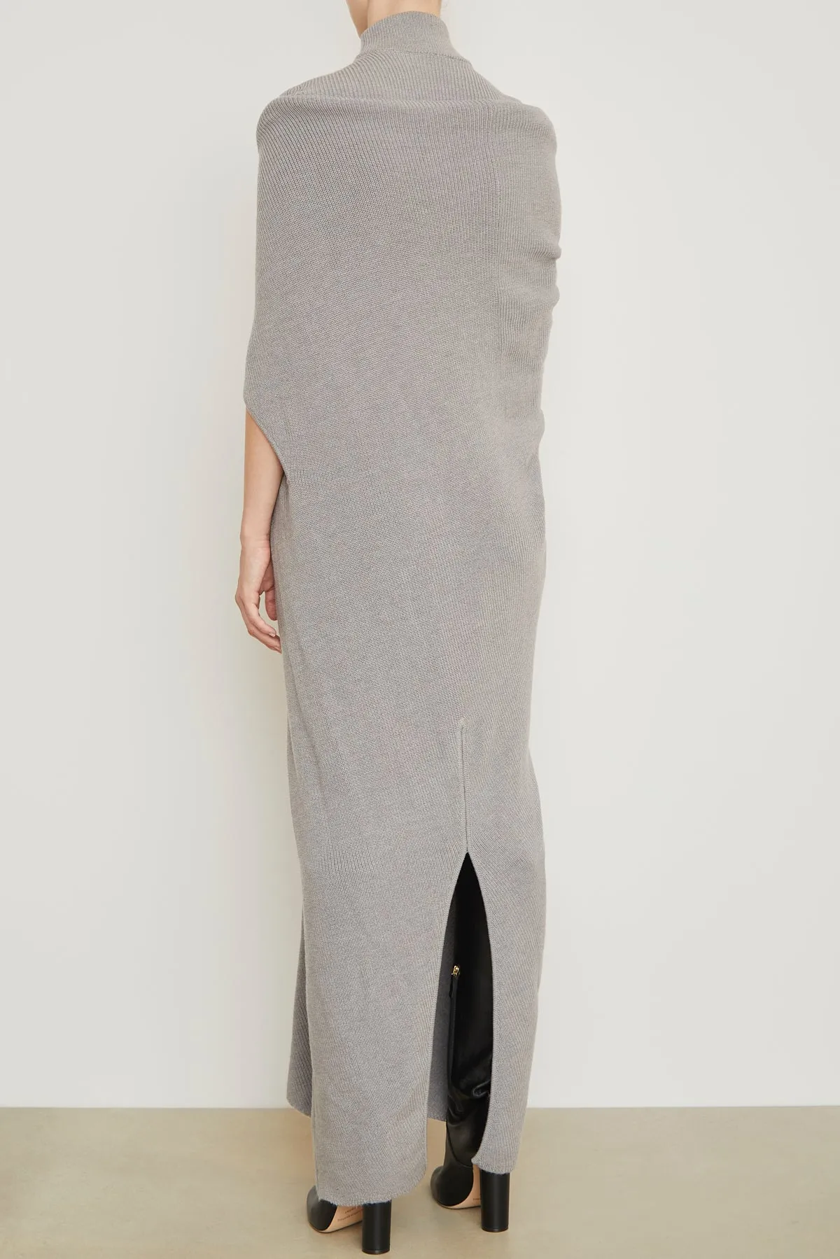 The Holden Turtleneck Draped Dress in Light Grey