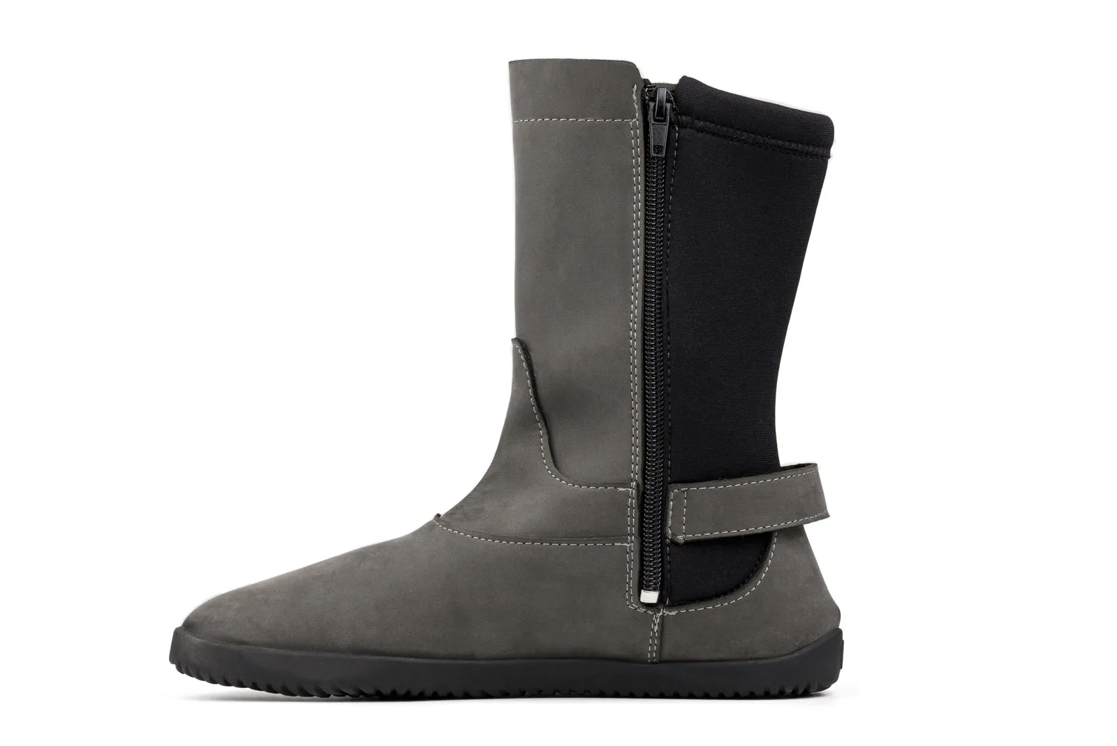 Women’s barefoot grey nubuck mid-calf boots