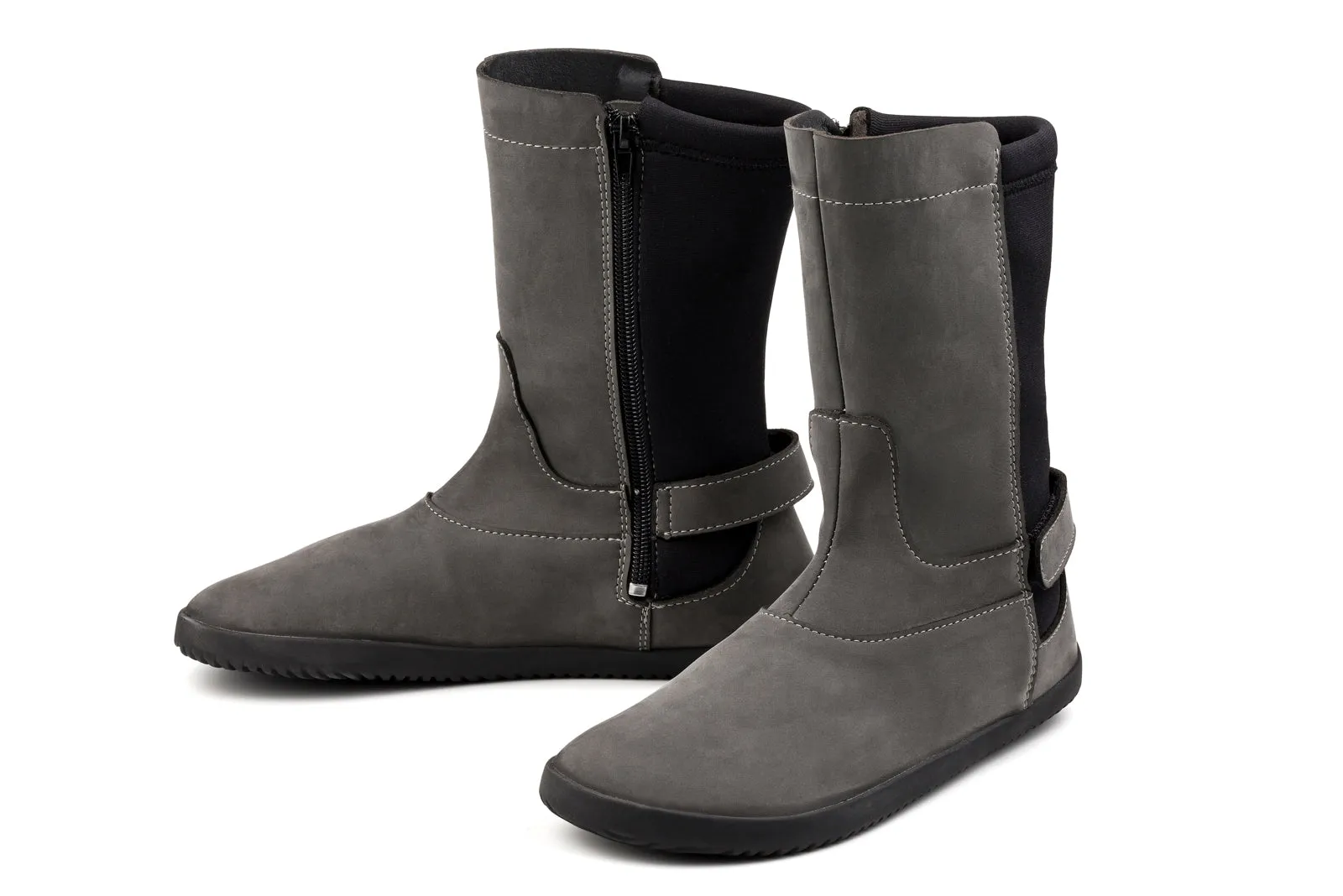 Women’s barefoot grey nubuck mid-calf boots