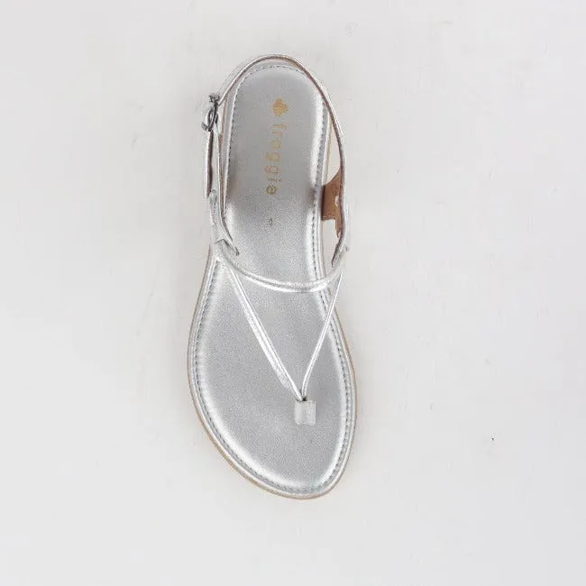 Women's Thong Flat Sandal in Silver - 10732