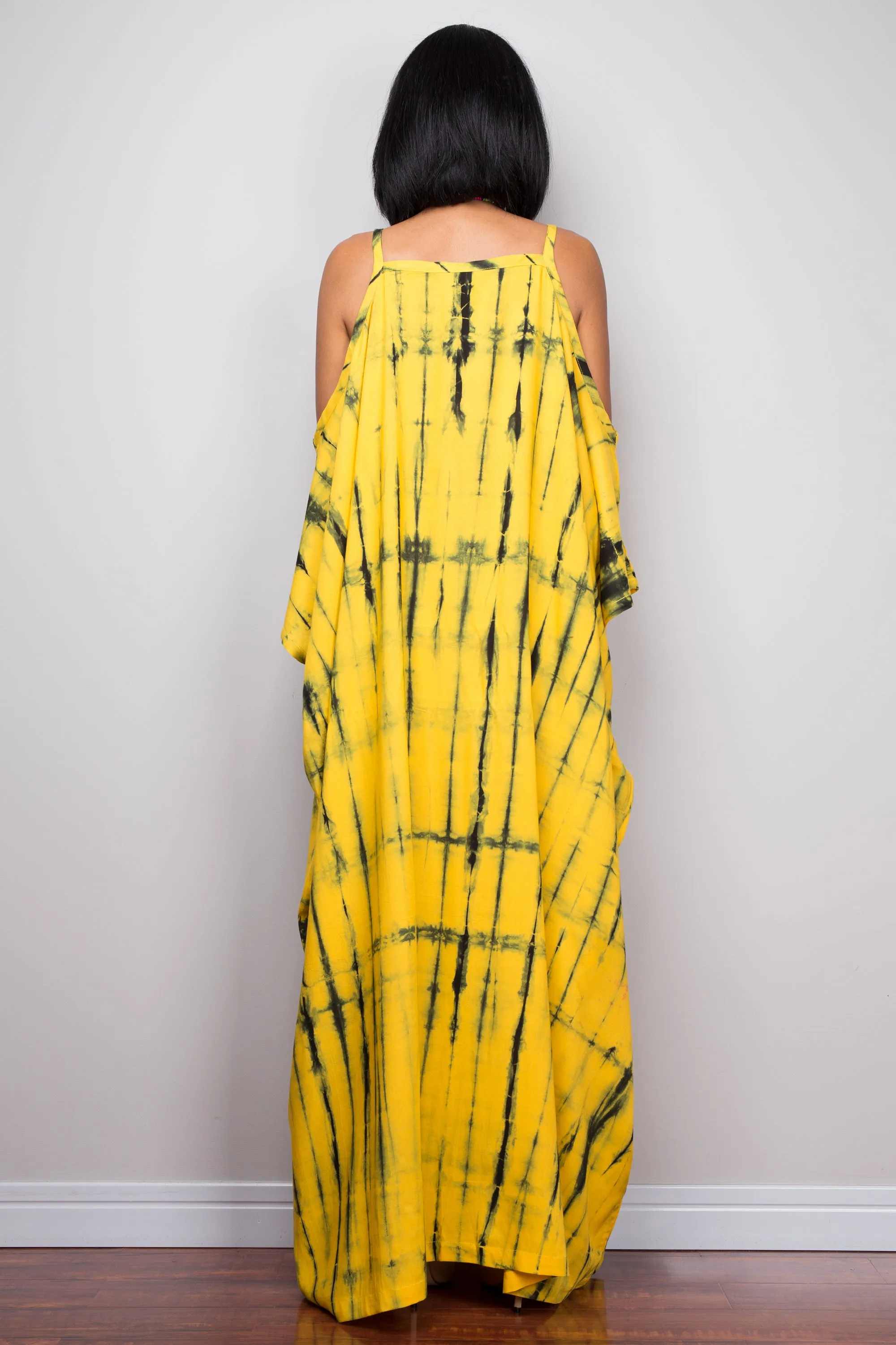 Yellow tie dye kaftan dress